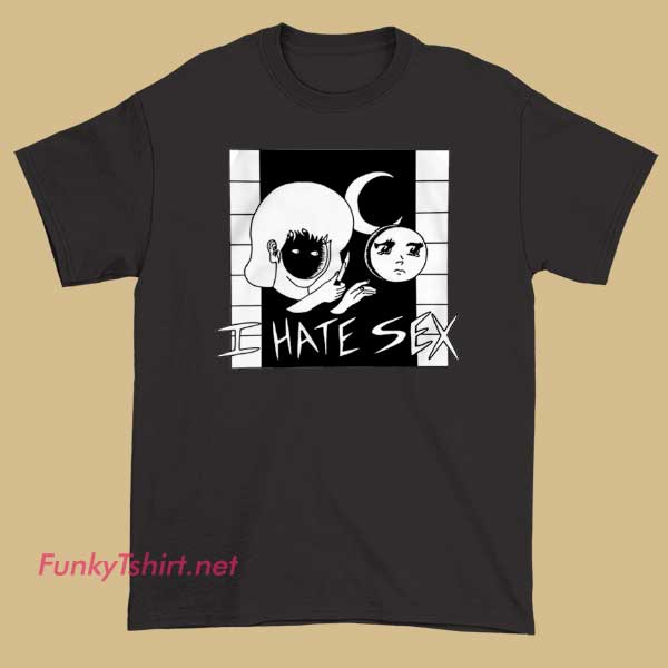 Stylish T-shirt showcasing a bold, artistic depiction of a crescent moon with abstract, sensual elements integrated into the design, expressing a blend of cosmic beauty and modern fashion.