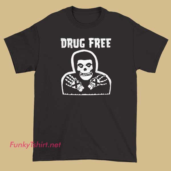 A sporty T-shirt displaying the phrase "Drug-Free" alongside CM Punk’s logo, emphasizing clean living and athletic integrity.
