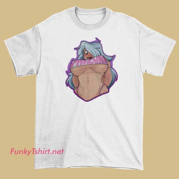 A T-shirt showcasing stylized artwork inspired by anime scenes featuring paizuri (breast stimulation), blending Japanese manga aesthetics with bold imagery.