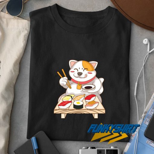 Cool Cat Eating Sushi t shirt