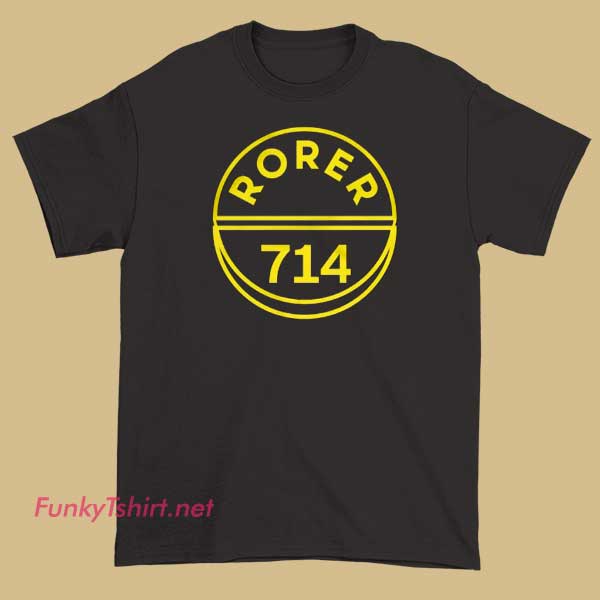 A vintage-style T-shirt featuring the Rorer 714 Quaaludes logo, evoking 1970s drug culture with retro fonts and minimalist design.